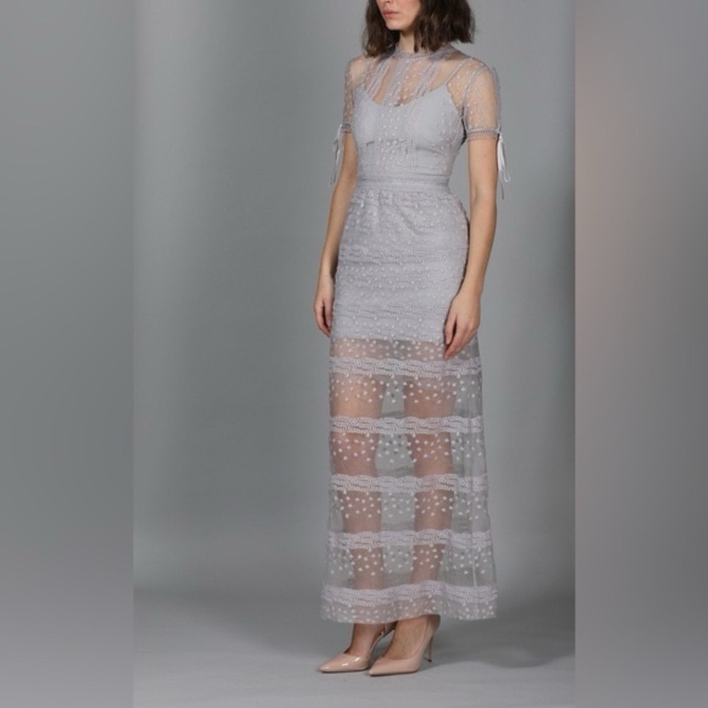 Self-Portrait Lilac Sheer Dress - Picture 3 of 9